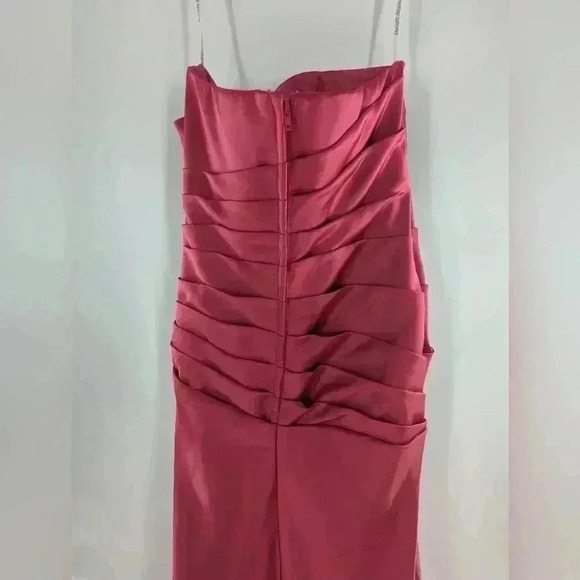davids bridal Fushia Pink Strapless Prom Ball Gown Style Dress Size 10 - Picture 6 of 14